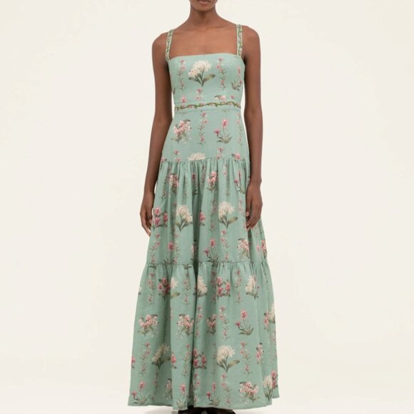 Agua by Agua Bendita Lima Orquidea Maxi Dress  Hand-Embroidered - Picture 1 of 15